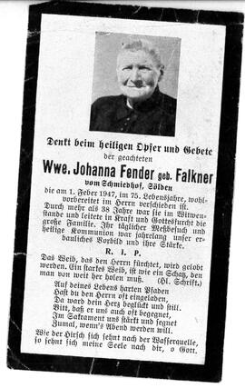 Fender Johanna, geb. Falkner, 1947