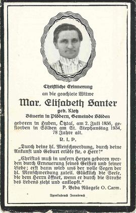 Santer Maria Elisabeth, geb. Klotz, 1934