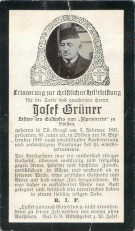 Grüner Josef, 1916