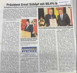 Präsident Ernst Schöpf mit 99,4% bestätigt