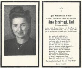 Gschirr Anna, geb. Riml, 1947