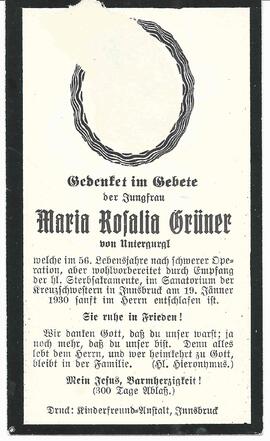 Grüner Maria Rosalia, 1930