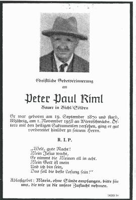Riml Peter Paul, 1958