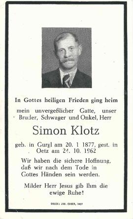 Klotz Simon, 1962