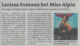 Larissa Fontana bei Miss Alpin - Heurige zweitplatzierte alpine Schönheit kommt aus Sölden