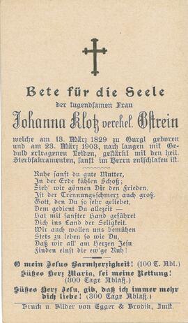 Gstrein Johanna, geb. Klotz, 1903