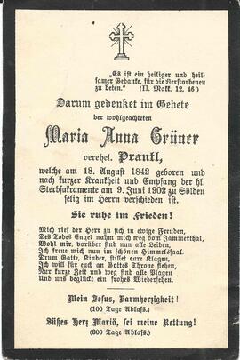 Prantl Maria Anna, geb. Grüner, 1902