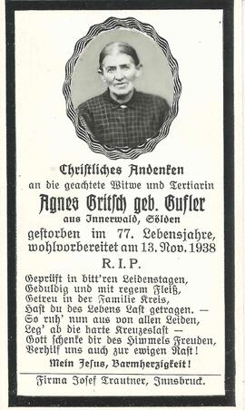 Gritsch Agnes, geb. Gufler, 1938