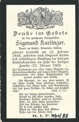Karlinger Sigmund, 1905