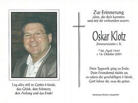 Klotz Oskar, 2001