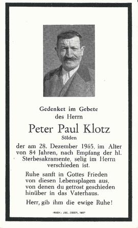 Klotz Peter Paul, 1965