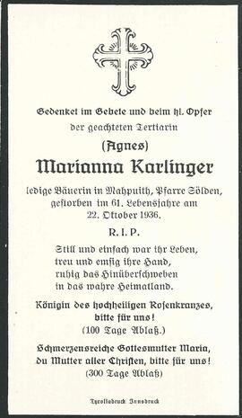 Karlinger Marianna, 1936