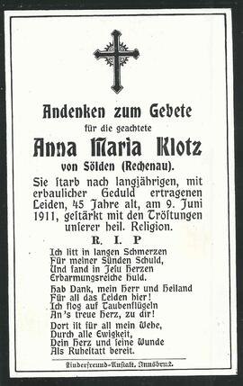 Klotz Anna Maria, 1911