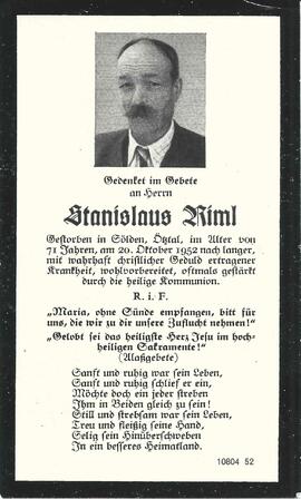 Riml Stanislaus, 1952