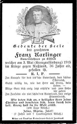 Karlinger Franz, 1915