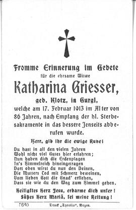 Grießer Katharina (Griesser), geb. Klotz, 1913