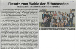 Einsatz zum Wohle der Mitmenschen - Mittelschule Sölden unterstützt Krebshilfe Tirol