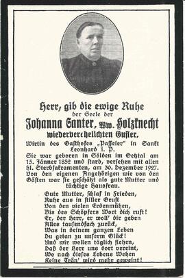 Gufler Johanna, verw. Holzknecht, geb. Santer, 1927