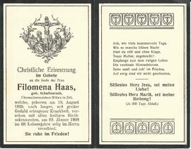 Haas Filomena, geb. Schaffenrath, 1908