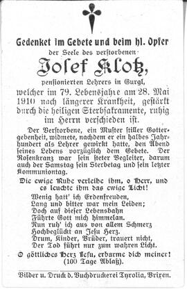 Klotz Josef, 1910