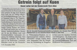 Gstrein folgt auf Auer - Neuer Leiter bei der Rinderzucht Tirol eGen