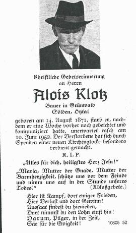 Klotz Alois, 1952