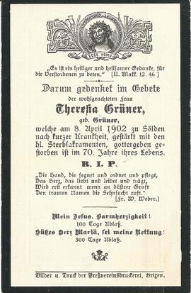 Grüner Theresia, geb. Grüner, 1902