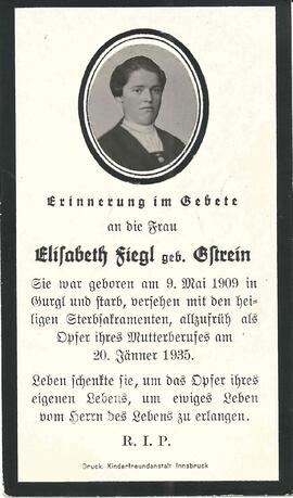 Fiegl Elisabeth, geb. Gstrein, 1935
