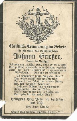 Grießer Johann, 1916