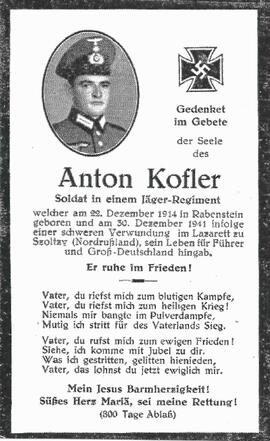 Kofler Anton, 1941