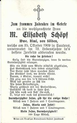 Riml M. Elisabeth, geb. Schöpf, 1909
