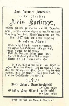 Karlinger Alois, 1867