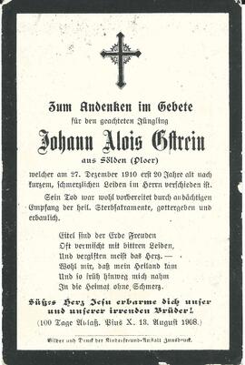 Gstrein Johann Alois, 1910