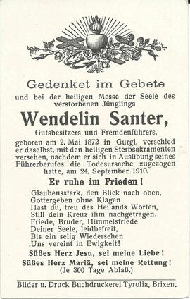 Santer Wendelin, 1910
