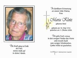 Klotz Maria, geb. Riml, 2006