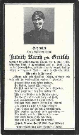 Raich Judith, geb. Gritsch, 1942