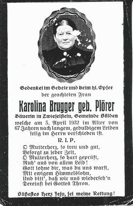 Brugger Karolina, geb. Plörer, 1932