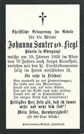 Santer Johanna, geb. Fiegl, 1920