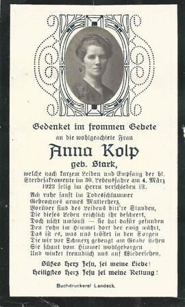 Kolp Anna, geb. Stark, 1922
