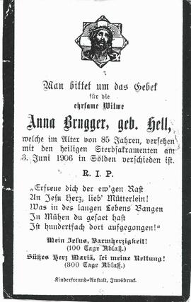 Brugger Anna, geb. Hell, 1906