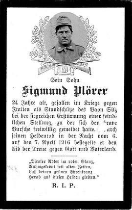 Plörer Sigmund, 1916