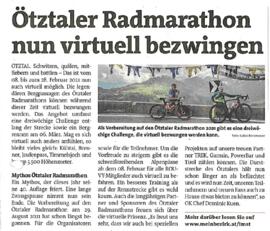 Ötztaler Radmarathon nun virtuell bezwingen