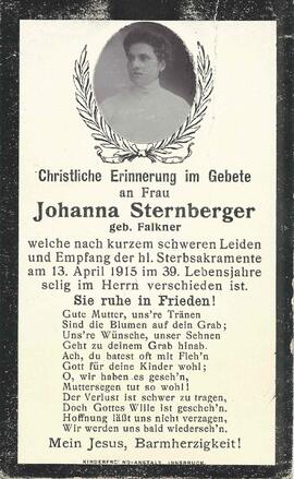Sternberger Johanna, geb. Falkner, 1915