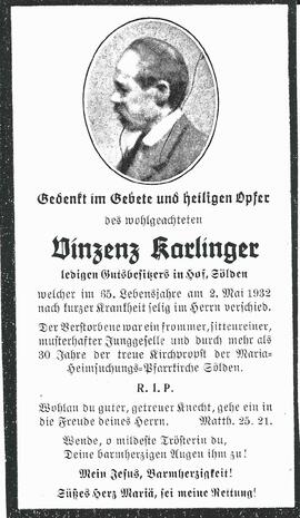 Karlinger Vinzenz, 1932