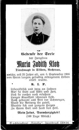 Klotz Maria Judith, 1916