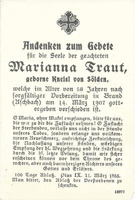 Traut Marianna, geb. Kneisl, 1907