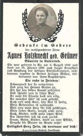 Holzknecht Agnes, geb. Grüner, 1926