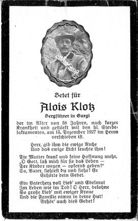Klotz Alois, 1927