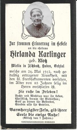 Karlinger Hirlanda, geb. Klotz, 1912