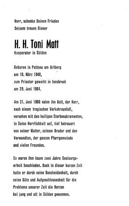 H.H. Matt Toni, 1966